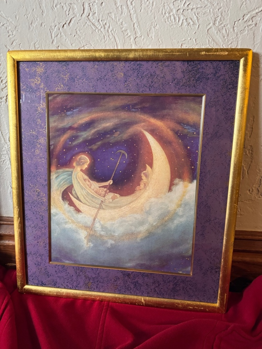 Vintage "Moon Boat to Dreamland" Framed Print, Artist Hugh Williams